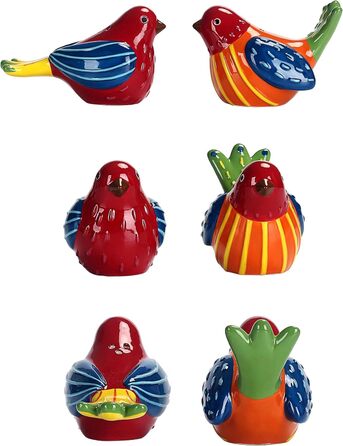 Bico Red Spring Bird Salt and Pepper Shakers, hand-painted, dishwasher-safe