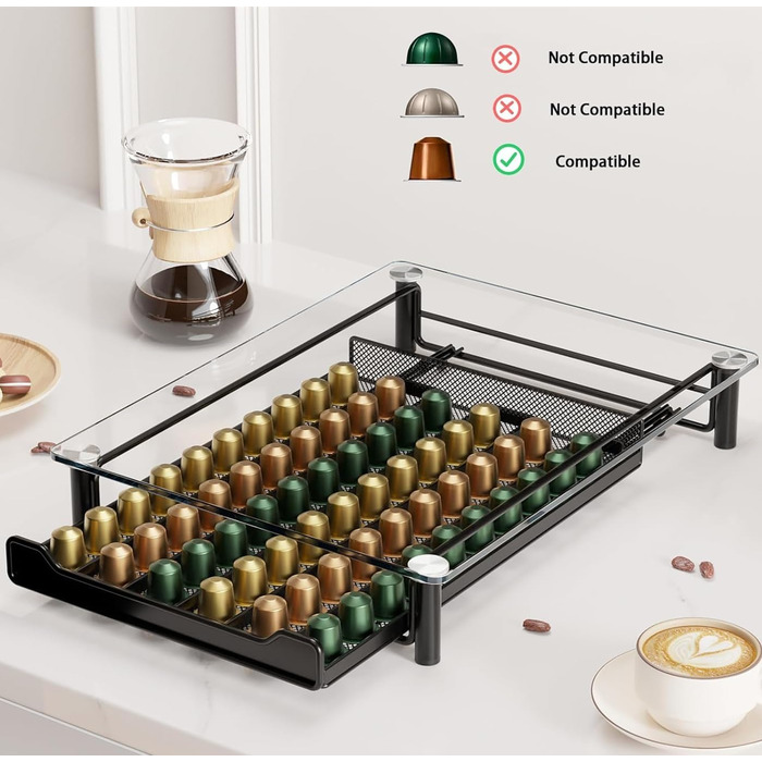 Підставка для капсул Nespresso SEVENLINE - органайзер для 60 капсул, кришталеве скло