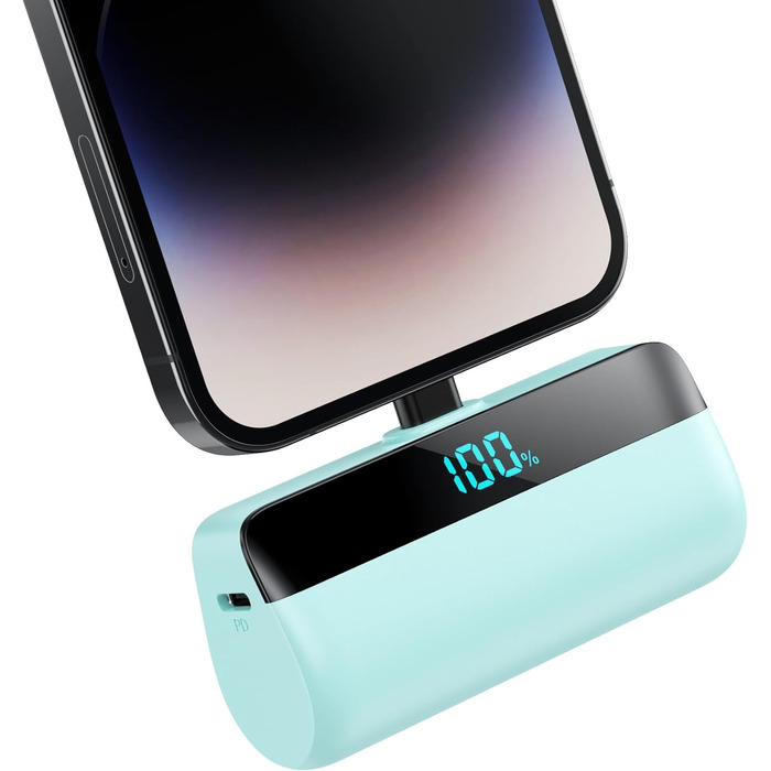 Power Bank Feob Mini 5200mAh 20W PD: Компактний акумулятор з LED-дисплеєм для iPhone та Android (фіолетовий/зелений)
