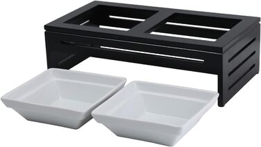 Підвищені годівниці для собак маленьких порід Silicute, дерев'яний підставник для годівниці з 2 керамічними мисками, поїльник для води та корму для котів та собак