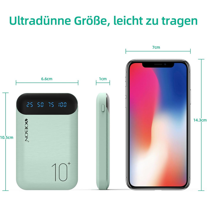 Портативний зарядний пристрій Power Bank 10000mAh з 2 USB виходами та USB-C входом (зелений)