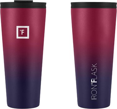 IRON °FLASK Classic Tumbler 2.0 - Stainless Steel Water Bottle with 2 Lids (Straw Flip), Vacuum Insulated, Double-Walled Travel Mug - 32 oz (Dark Rainbow)