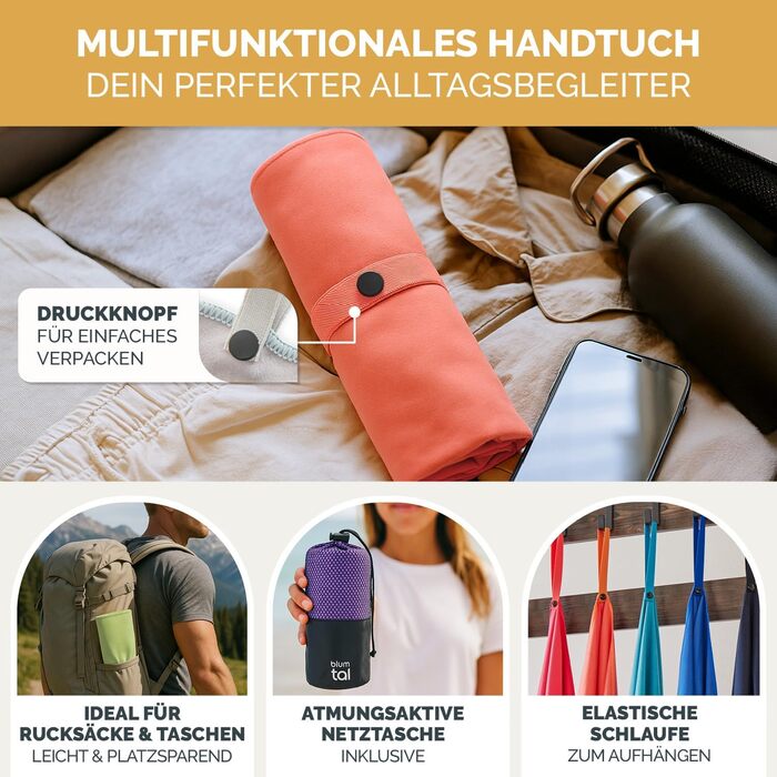 Рушник мікрофібра Blumtal 120x60 см - легкий, швидковисихаючий та надзвичайно вбираючий. Ідеальний для спорту, пляжу, подорожей - сірий колір.