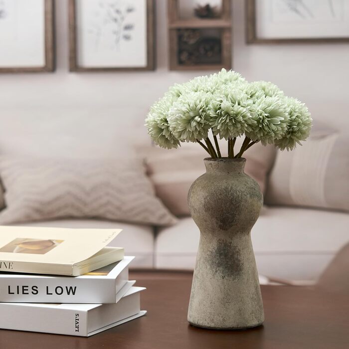 Керамічна ваза, блакитно-коричневий дизайн, ваза в скандинавському стилі для декору, сучасна ваза для вітальні, спальні, кухні, передпокою, ванної кімнати (натуральний коричневий, 20 см)