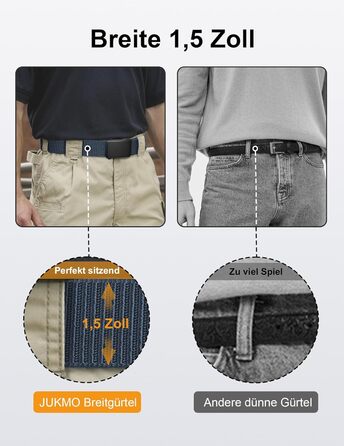 Чоловічий ремінь JUKMO Automatik з нейлону, ширина 3.8 см, з регулюванням, розмір M (91-105 см), довжина 125 см, колір: синій