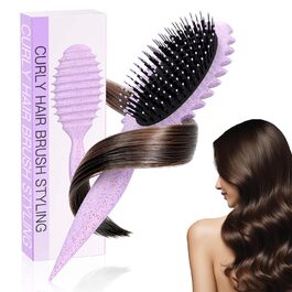 Льок-щітка, універсальна для чоловіків та жінок, для кучерявого волосся, безшумна, підходить для всіх типів волосся (кучерявого та гладкого) - фіолетова