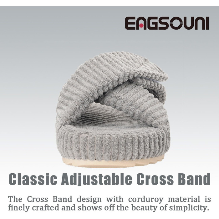 Жіночі домашні тапочки з Memory Foam, сірі. Зручні тапочки з перехресними ремінцями для дому та сну. Антиковзаюча підошва, розмір 37/38 EU