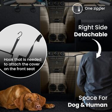 Захисний килимок для собак у машину: заднє сидіння, багажник, переднє сидіння + поводок для собак | Водонепроникний, антиковзкий, можна прати | Захист для багажника, сидіння автомобіля від собак | М'який, чорний, преміум-якість