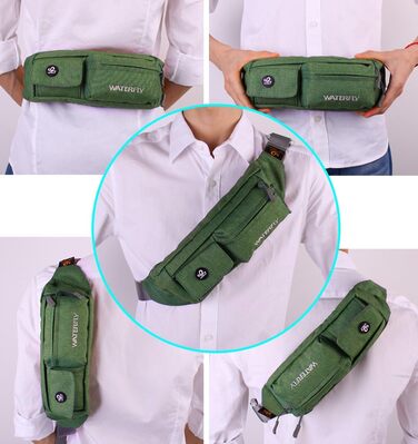 WATERFLY Поясна сумка на пояс для чоловіків та жінок: стильна сумка через плече для спорту, бігу, прогулянок з собакою, подорожей (Зелена)