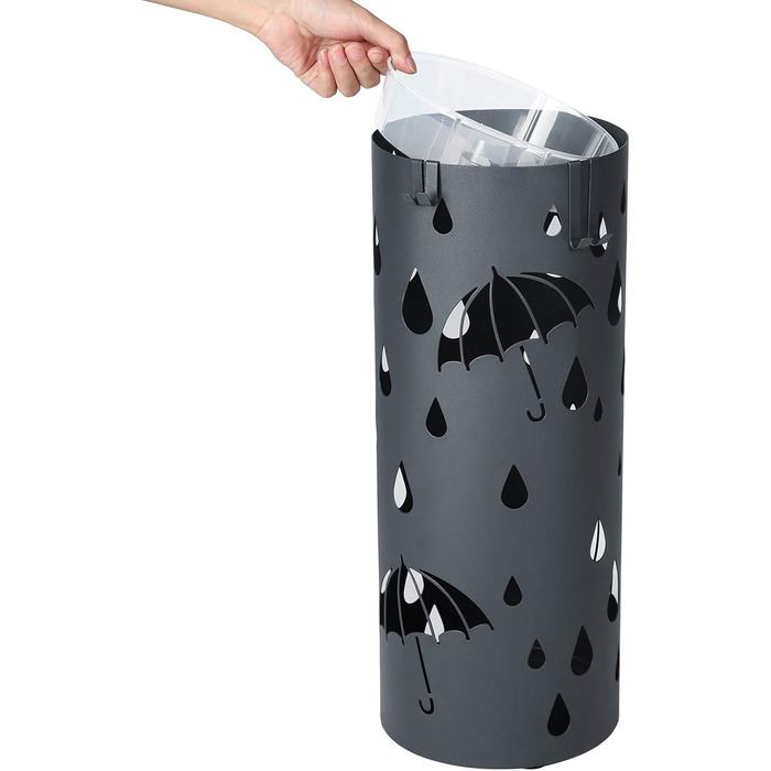 SONGMICS Umbrella Stand - White & Anthracite - 49 x 19.5 cm