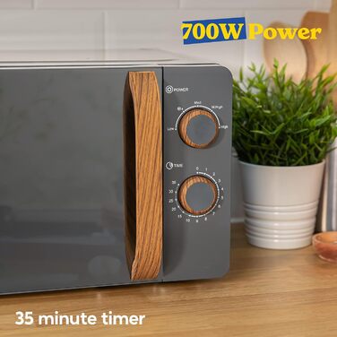 Мікрохвильова піч Russell Hobbs RHMM713G: 17 л, 700 Вт, сірий колір, стильний дизайн, функція розморожування