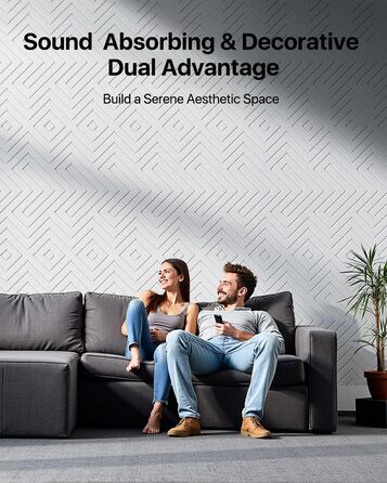 Акустичні панелі Soundsbay самоклеючі з поліестеру для звукоізоляції стін, 30x30x0,9 см, білий колір, 12 шт