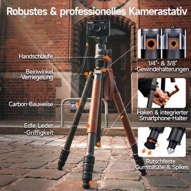 Карбоновий штатив для камери Rollei C6i Carbon Heritage 174см з кулястою головою 360°, Arca Swiss, функцією монопода для DSLR та смартфонів