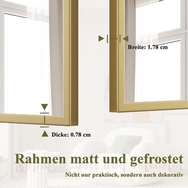 Дзеркало настінне прямокутне BEAUTYPEAK 81x61 см з металевим каркасом, безпечне для ванної кімнати, спальні, вітальні