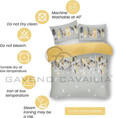 Комплект постільної білизни GC Gaveno Cavailia з принтом Пір'я, квітка, 135x200 см, білий, поліестер/бавовна