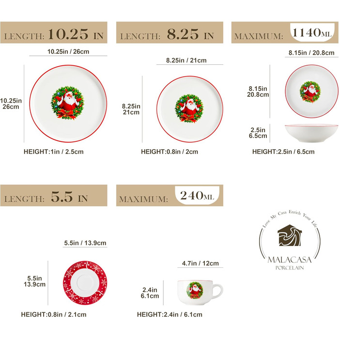 Набір чашок для кави MALACASA LUNA, 6 шт., 300 мл, порцеляна. Підходять для кави, чаю, соку, лате, капучино, какао. Можна мити в посудомийній машині та використовувати в мікрохвильовці. Серія LUNA, колір білий.