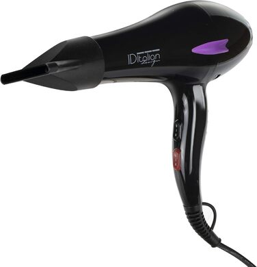 Професійний фен для волосся ID Italian Design з насадкою для укладки, 2200W, 3 температурні та 2 швидкості, матовий чорний