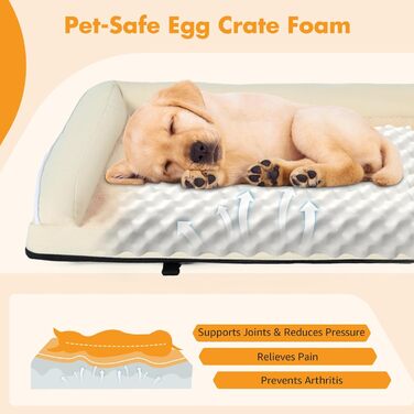 Ортопедичне ліжко для собак середнього розміру, 2-в-1, для вулиці, овальне, з кишенькою, сіре (бежеве, S)