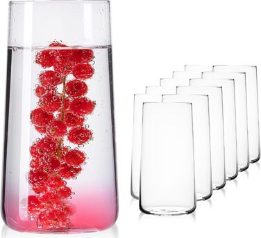 IMPERIAL Glass Drinking Glasses 490ml (max. 550ml) Set of 12 - Water Glasses, Juice Glasses, Highball Glasses, Cocktail Glasses, Large