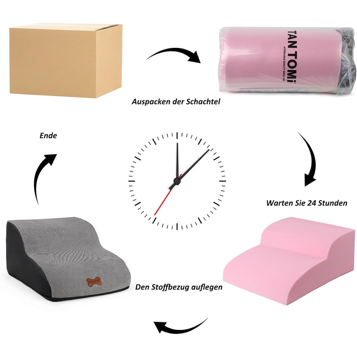 Сходинки для собак Caliyo, 3 сходинки, для маленьких собак та котів, 40 см заввишки, знімний та миючий чохол, протиковзна підставка, для ліжка, дивану та авто (60×40×40 см), сірі