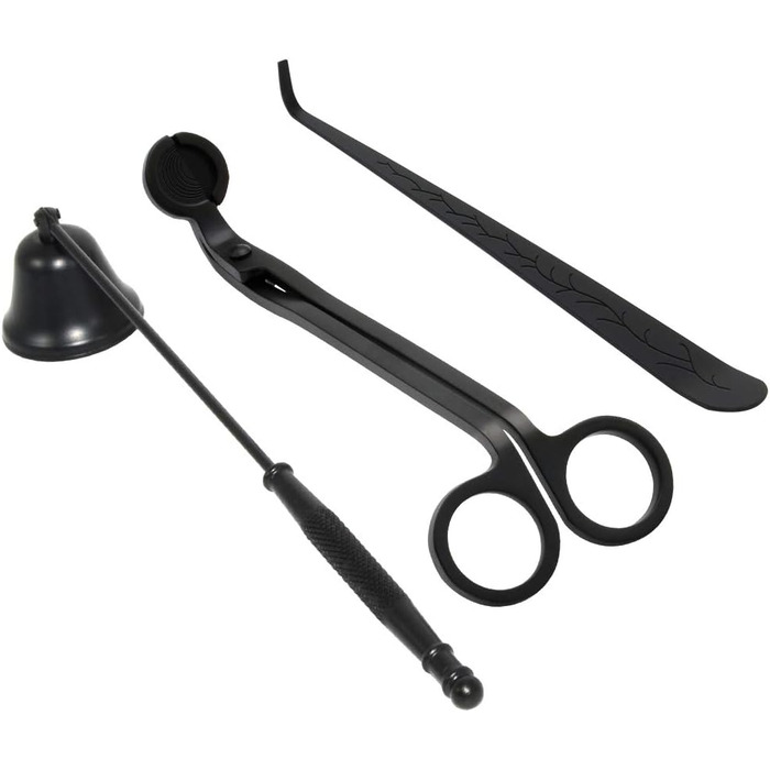 Tidelence Candle Snuffer, Wick Trimmer, Candle Accessory Set, Candle Wick Spoon with Gift Package, 3-in-1 Candle Tool Set, ideal for Scented Candle Lovers (Black)