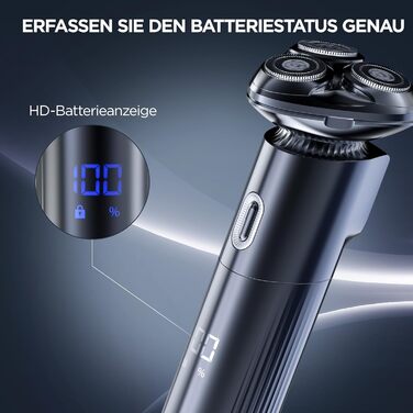 Електричний гоління для чоловіків 3D, бездротовий, з магнітними головками, IPX7, для сухого та вологого гоління, сірий