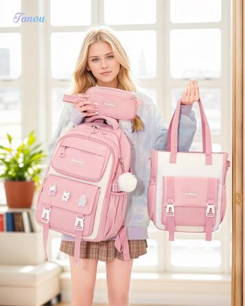 Стильний рюкзак для підлітка Tanou з набором канцтоварів: пенал, сумочка на плече, відділення для ноутбука 15.6
