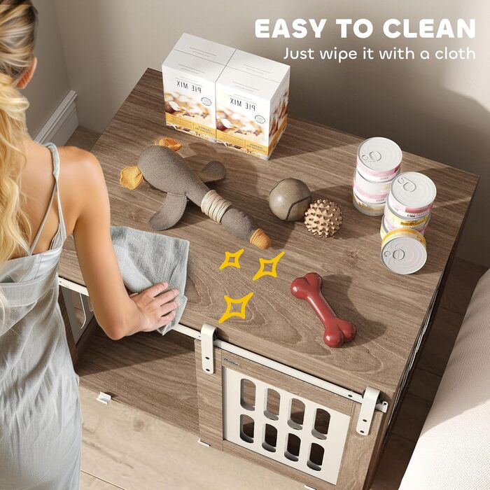 Клітка для собак PawHut з ковзними дверима, середнього розміру, з регульованим столиком, 80 x 59 x 63 см, горіхове дерево