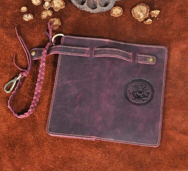 Le'aokuu Men's Genuine Leather Wallet Organizer Double Checkbook Wallet Pattern Commercial Money Clip 3377