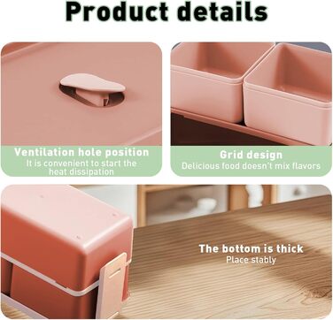 Електрична ланчбокс з підігрівом 1.5L, перезаряджувана, портативна, для роботи, сім'ї, кемпінгу, офісу, авто, подорожей, будівельних майданчиків (Blue)