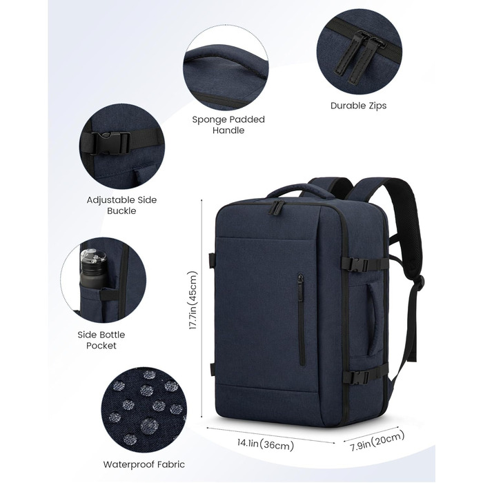 Рюкзак LOVEVOOK для ручної поклажі 45x36x20 см, 30L, для ноутбука 15.6