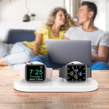 Док-станція AHASTYLE для 2 Apple Watch: Silikon, сумісна з Ultra 3, Ultra 2, Ultra, SE3, SE2, SE, Series 11, 10, 9, 8, 7, 6, 5, 4, 3, 2, 1 (49/46/45/44/42/41/40/38mm)