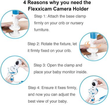 Кріплення для дитячого монітора, гнучка камера, 360° обертання, універсальне для більшості дитячих моніторів