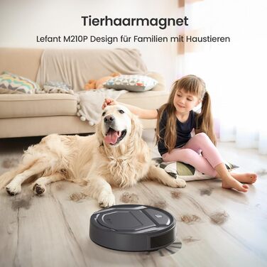 Робот-пилосос LEFANT M210PG з пультом дистанційного керування, 2200Pa, для шерсті тварин, з док-станцією, сумісний з Alexa та керуванням через APP, час роботи 120 хв