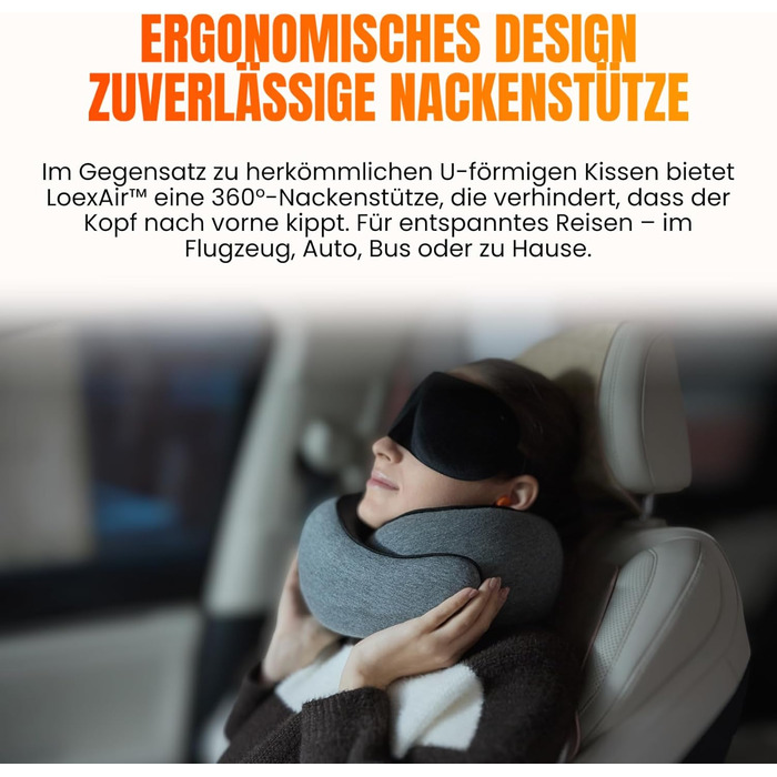 Подушка для шиї в літак, авто: 100% бавовна, Memory Foam, зручна, легка, повний набір для подорожей (маска для сну, беруші) - (Sakura Pink, Hooded Pro)