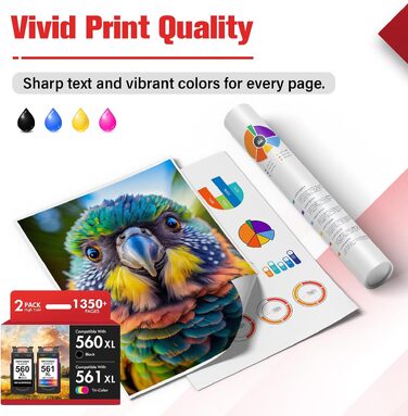 Комплект картриджів HP 302XL (чорний та кольоровий) для принтерів HP DeskJet 4520, 4525 (аналог 560XL, 561XL), посилена ємність XL