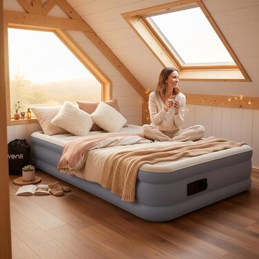 Надувний матрац Avenli для 1 особи, самонадувний, 191x99x33 см, з вбудованим насосом, для кемпінгу та дому