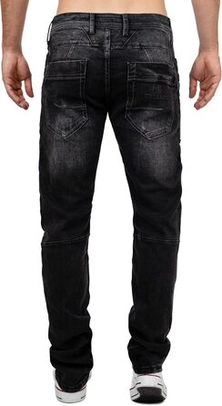 Чоловічі джинси Cipo & Baxx Biker Style: Regular або Slim Fit, Stone Washed Denim, чорний (29W/32L)