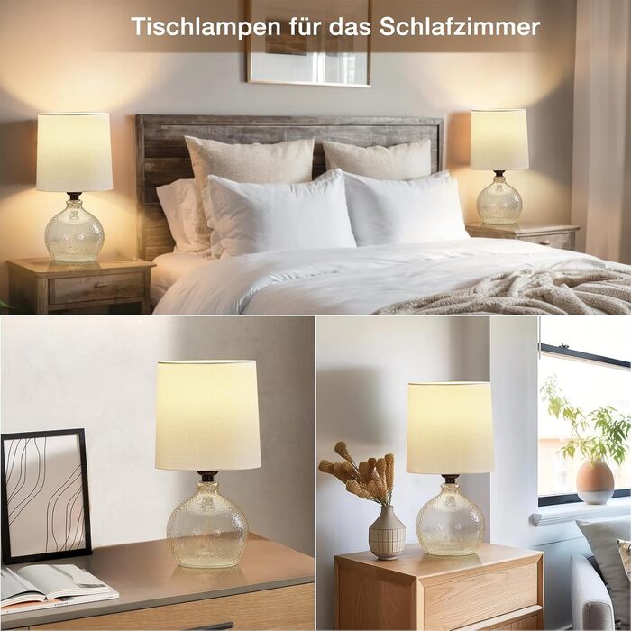 Настільна лампа GyroVu з ротангу, 2 шт. в наборі, Бохо стиль, патрон E27, для спальні, вітальні, читання