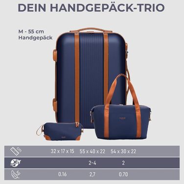 Набір валіз FERGÉ Milano 5-ти частинний з жорстким корпусом + сумка + органайзер - 3 шт. (Бежевий/Блакитно-коричневий)