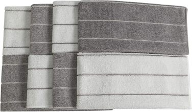 HYER KITCHEN Microfiber Towels - 8 Pack Striped (Color-coordinated - soft, super absorbent, and lint-free, 66 x 45.7 cm, Gray and Camel (gray) gray