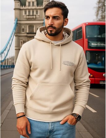 Чоловічий худі JACK & JONE з капюшоном, логотип, кремово-білий (M)