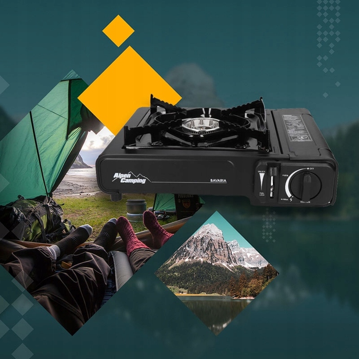 Туристична газова плитка 2в1 ALPEN CAMPING (для картриджів та балонів)