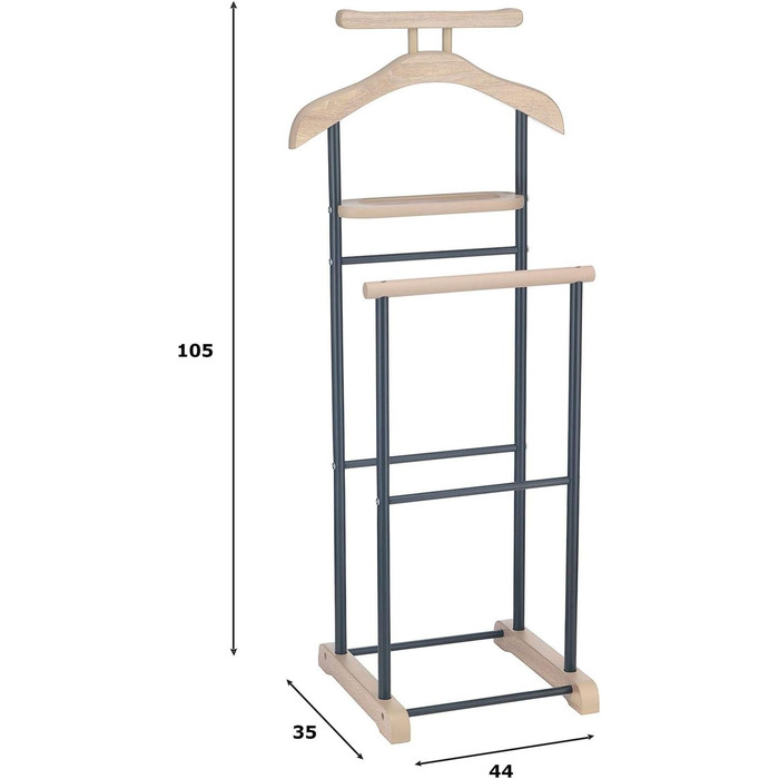 Стійка для одягу CARO-Möbel Medina з вішалкою для сорочок, вішалкою для штанів та полицею - стильна металева стійка для одягу з декором дуба Сонома/чорного кольору для спальні та інших приміщень