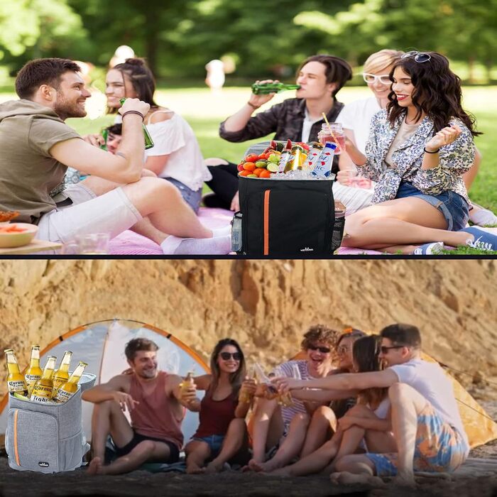 Терморюкзак 26L Kühl: ізольована сумка-холодильник для пікніків, походів, кемпінгу, риболовлі та роботи (сірий)