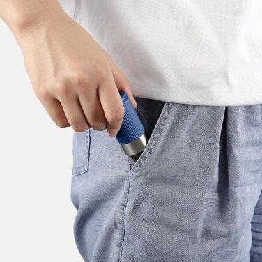 Набір міні-меленців для солі та перцю Vzaahu (2 шт.) з керамічним механізмом, кориця, регульована ступінь помелу, сірий та блакитний, портативні, багаторазові