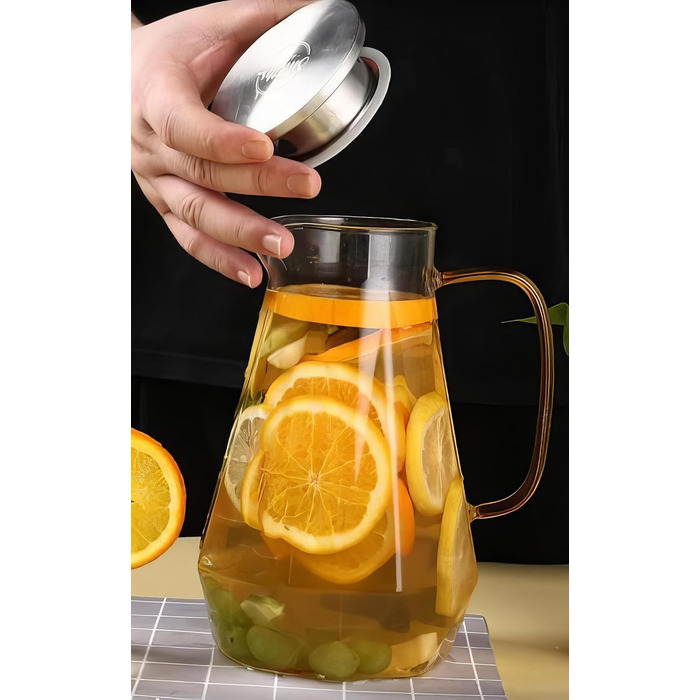 Скляний графин Smiths Mason Jars 1.8 л з інфузором і двосторонньою кришкою — універсальний графин для води, чаю та напоїв, стильний дизайн, підходить для гарячих і холодних напоїв