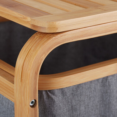Relaxdays Laundry Basket Shelf Bamboo