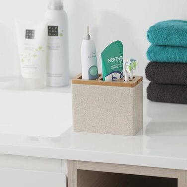 Підставка для електричної зубної щітки Sealskin Grace, для зберігання насадок та пасти, пісок, полірезин, 6 x 12.3 x 10.2 см