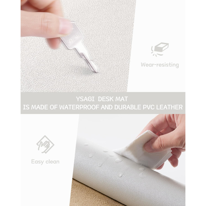 Підкладка для столу YSAGi, килимок для миші з шкіри та антиковзким замшевим покриттям, багатофункціональна підкладка для офісу, ноутбука, захист столу для офісу/домашнього офісу (80x40 см) (Шампань, 90*43 см)